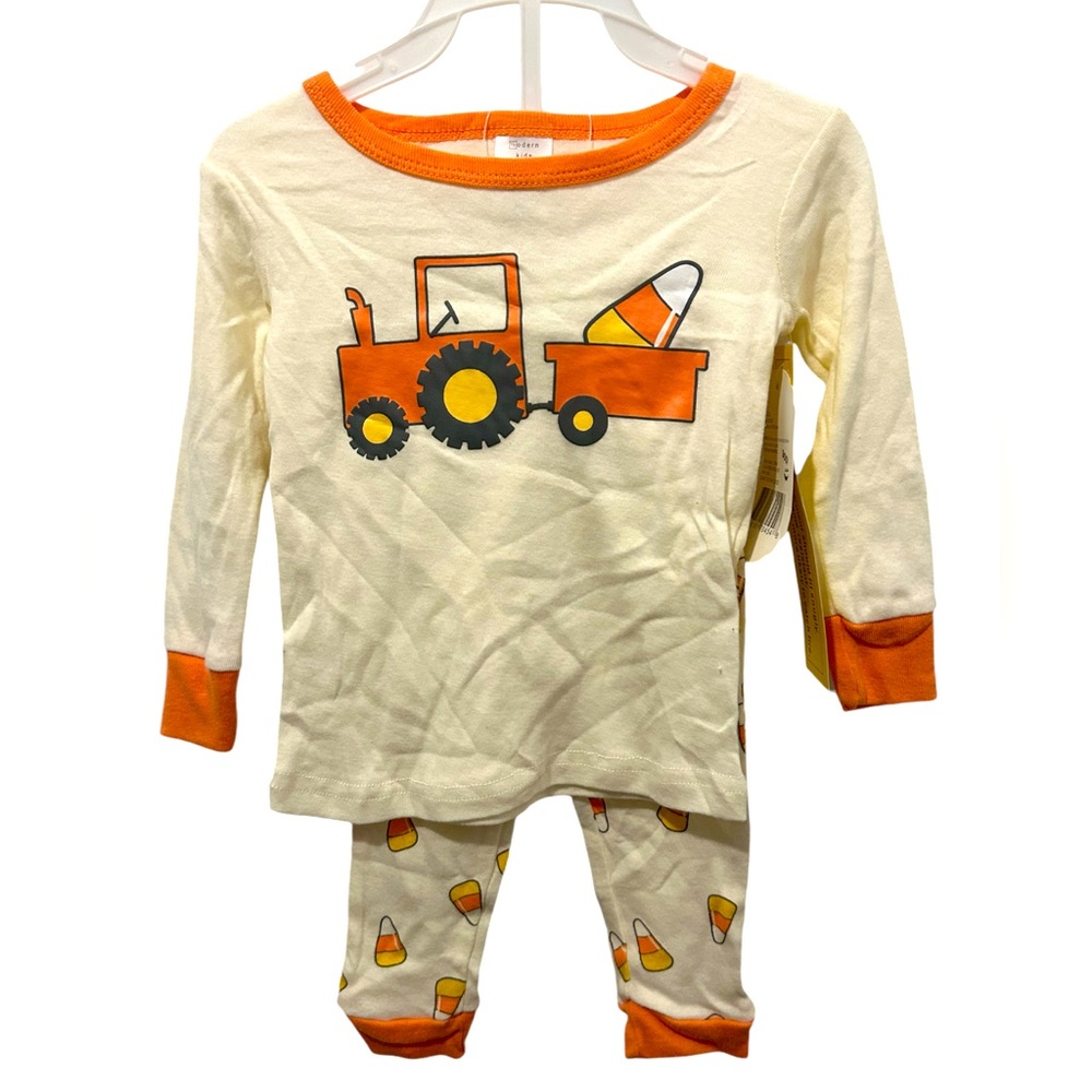 Modern Kids Candy Corn Tractor Pajamas